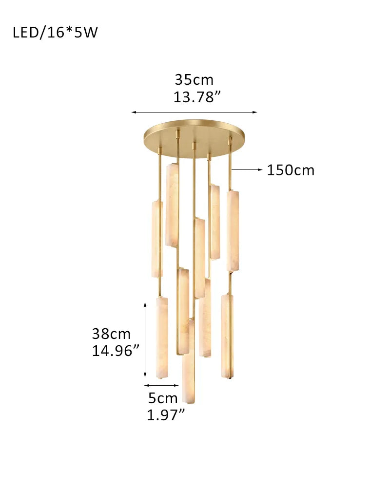 Audubon Alabaster Lighting Collection Lacquered Burnished Brass/Black Rod 5P-D5*H38CM D2"*H15" Brass + White American Vintage chandelier lamp