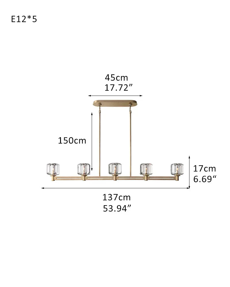 6/12 Light Candle Style Traditional Chandelier with Crystal Accents for dining room table 5-light-L137*W13*H17CM L53.94"*W5.12"*H6.69" Brass American chandelier