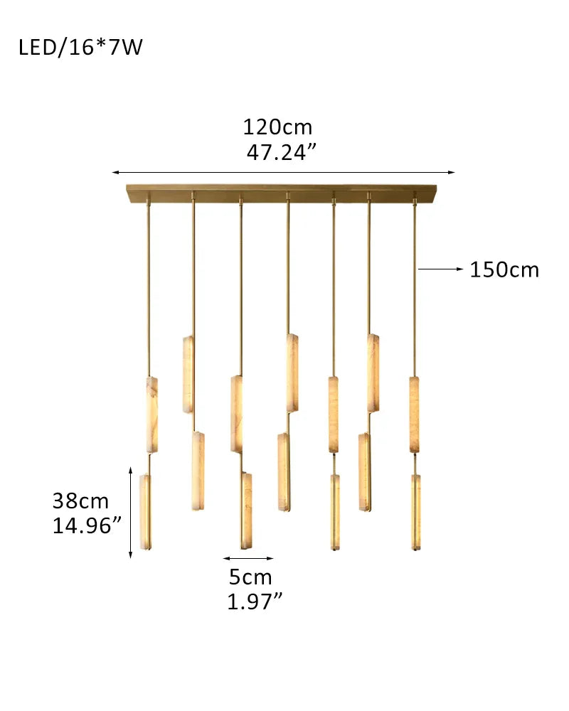 Vintage Clound Audubon Cluster Alabaster Linear Long Plate Chandelier for hallway 7P-D5*H38CM DD2"*H15" Brass + White American Vintage chandelier lamp