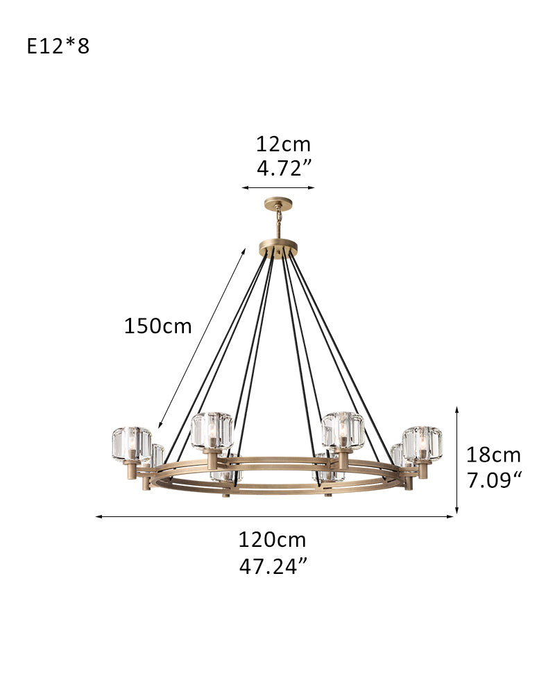 Luxury Large Crystal Chandeliers Round Brass Bronze Light Fixture for Living Room Decoration Lamparas
