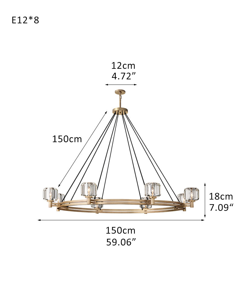Luxury Large Crystal Chandeliers Round Brass Bronze Light Fixture for Living Room Decoration Lamparas