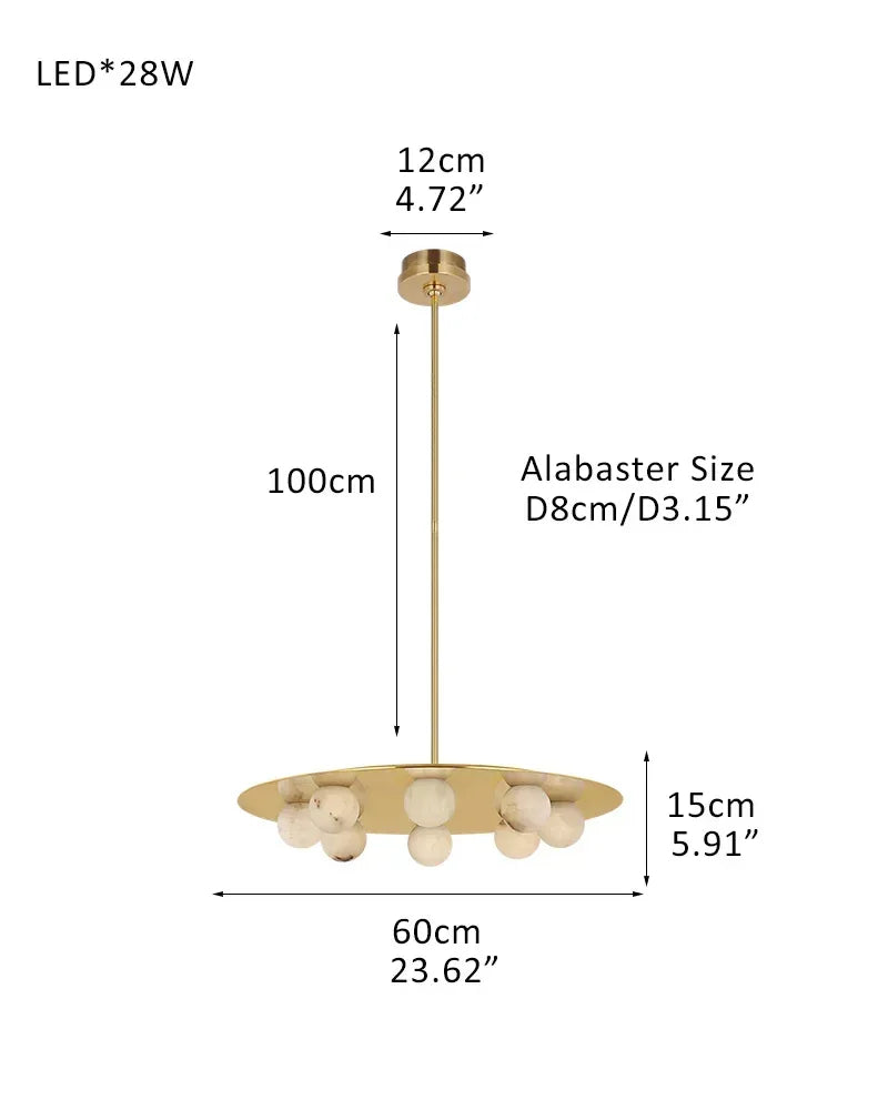 Minimalist Disc Pendant Light Hammered Finish White Hand Blown Alabaster Globe For Sale Pendant-D60*H15CM D23.62"*H5.91"(8 Globes) Brass Modern Pendant lamp