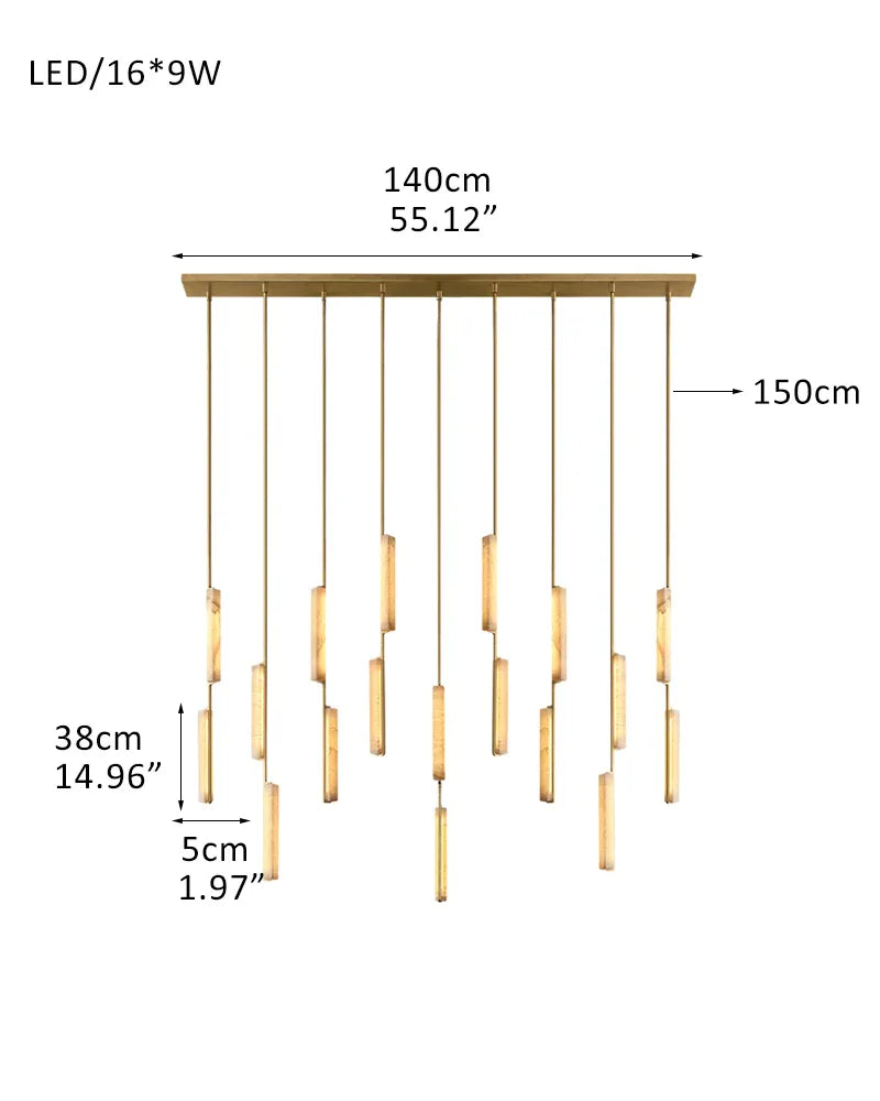 Vintage Clound Audubon Cluster Alabaster Linear Long Plate Chandelier for hallway 9P-D5*H38CM DD2"*H15" Brass + White American Vintage chandelier lamp