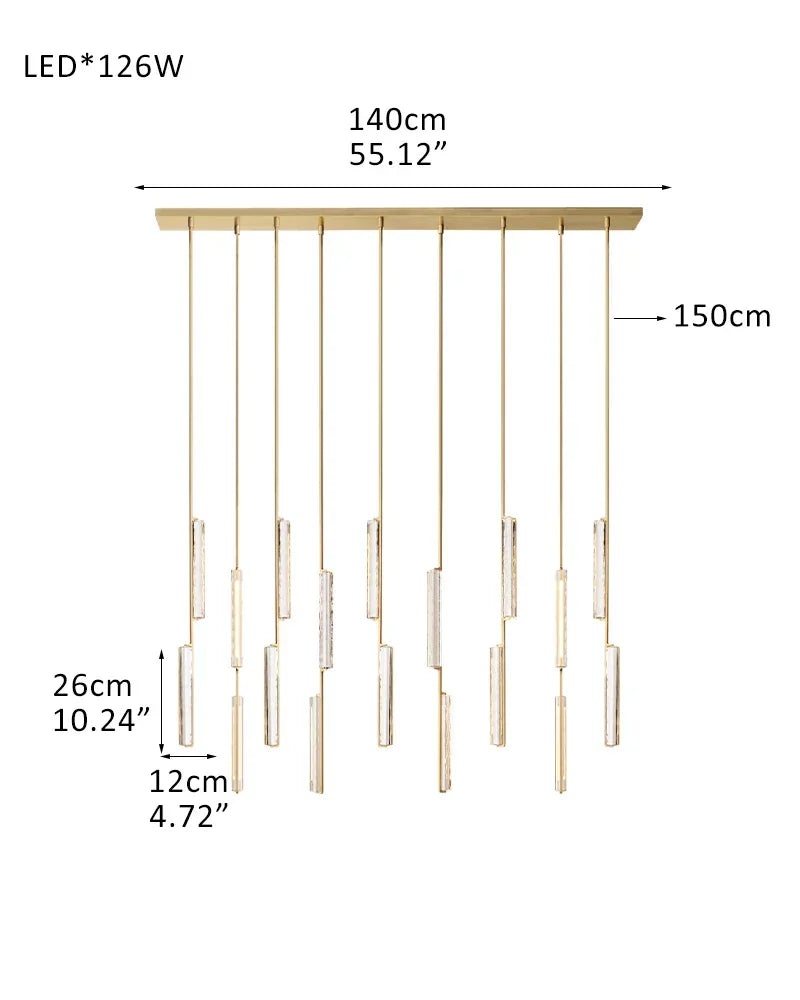 Audubon Crystal On Vertical Brass Drops Round Chandelier Collection Wide 24" 40" 56" 9-light-D12CM D4.7"-Linear Brass American chandelier