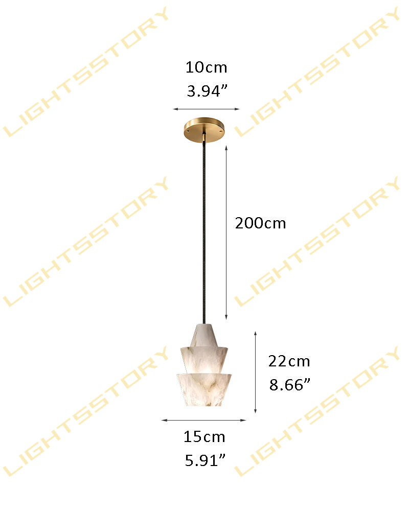 Alabaster Geometric Tiered Pagoda Cluster Pendant Light - Natural Spanish Alabaster Pagodas, Serene Black Finishes - Kitchens, Dining & Living Rooms