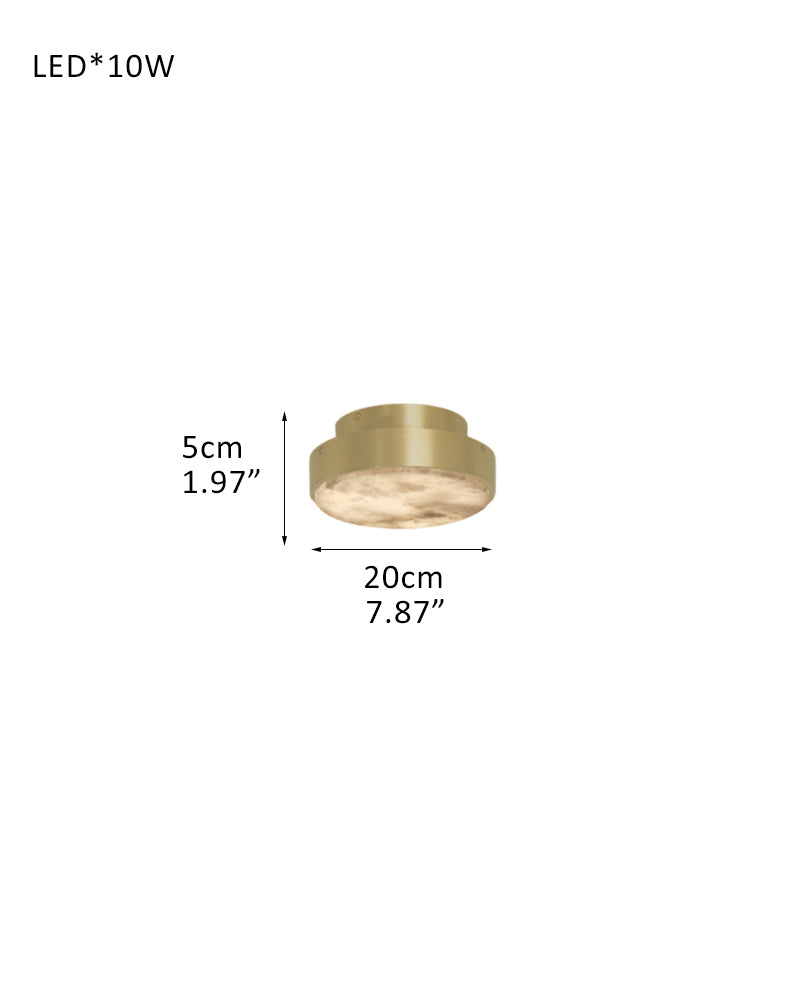 Modern Round Alabaster Disk Shade Brass LED Ceiling Lamp