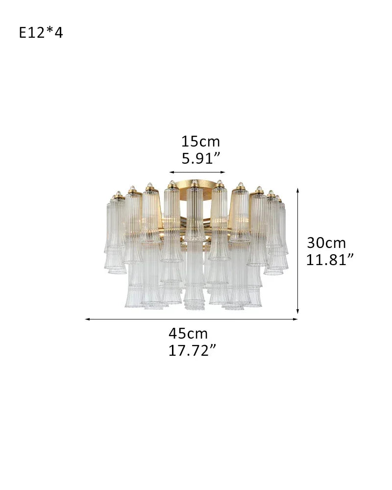 8/12 Light 40" Wide LED Lorelei Round Tiered Glass Chandelier use for Foyer Staircase 4-light-D45*H30CM D17.72"*H11.81"-Ceiling Brass American chandelier