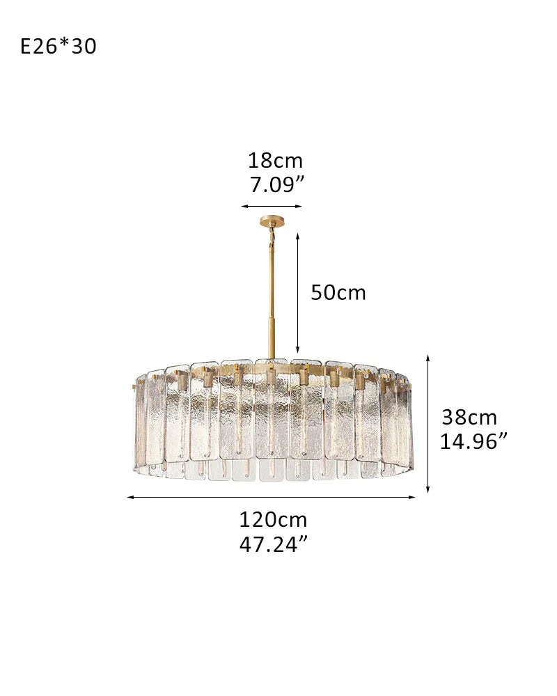 Calamette Clear Glass Round Chandelier Indoor Lighting Wide 36" 48" 60" Lacquered Burnished Brass/Black 30-light-D120*H38CM D47.24"*H14.96" Brass + Clear Glass American chandelier