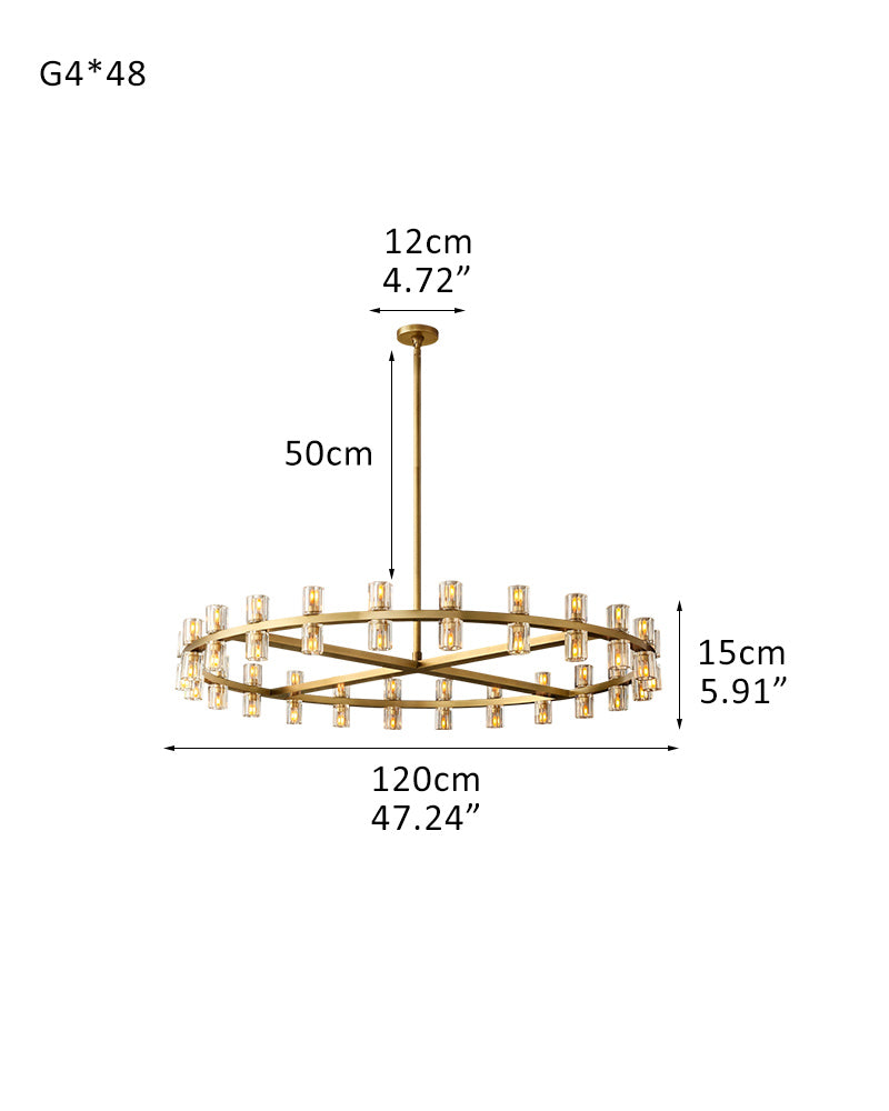 Luxe Brass/Bronze Arcachon Cylinder Crystal Round Chandelier 20" 31" 48" 60" for Lustres Living Room