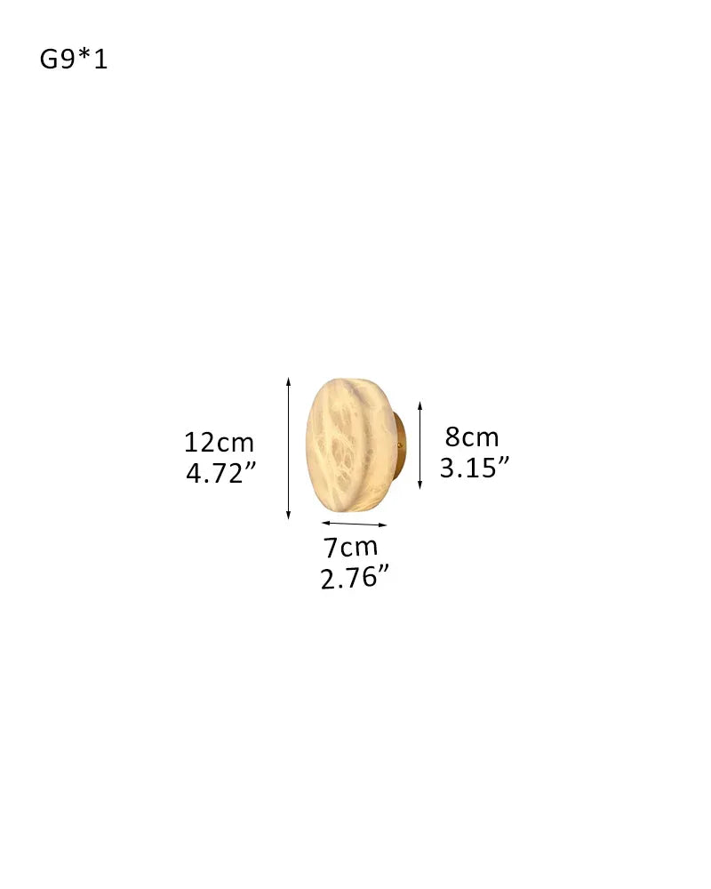 Natural Marble Orb Brass Semi Flush Dimming Wall Sconces 1-Light For Vanity Bathroom D12*H7CM D5"*H3" Brass + White Modern Art Design Wall Lamp