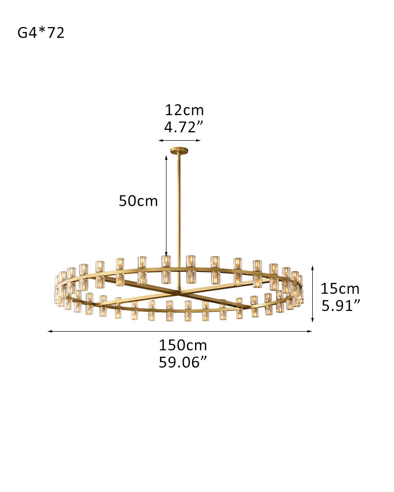 Luxe Brass/Bronze Arcachon Cylinder Crystal Round Chandelier 20" 31" 48" 60" for Lustres Living Room