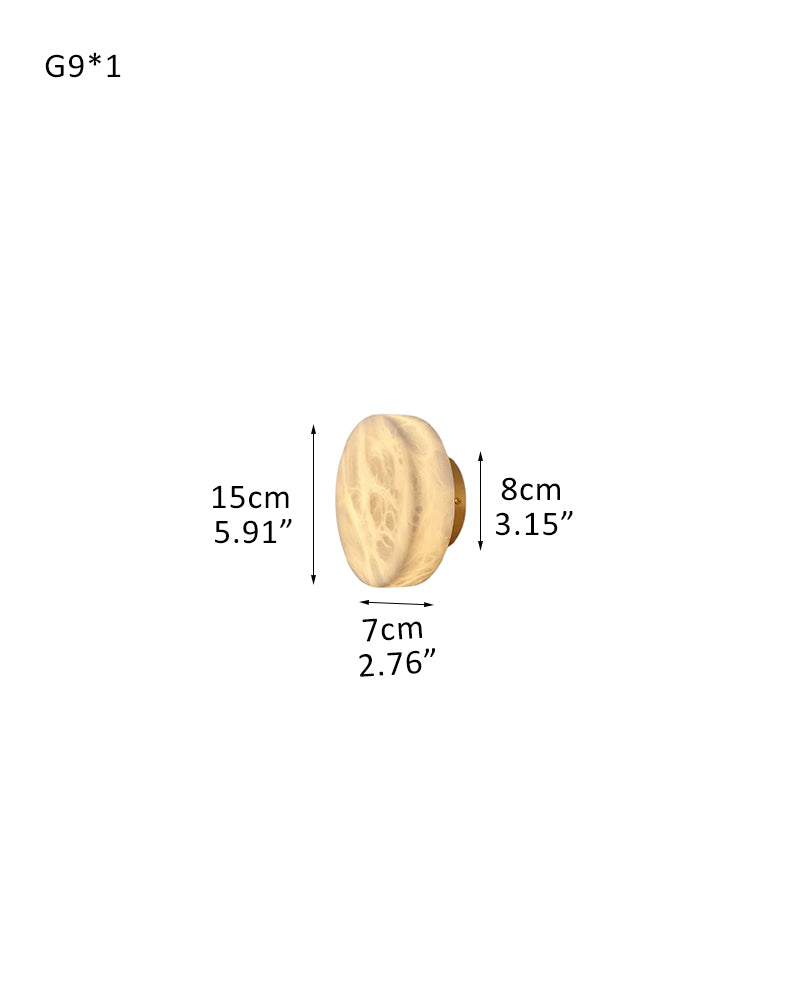 Natural Marble Orb Brass Semi Flush Dimming Wall Sconces 1-Light For Vanity Bathroom