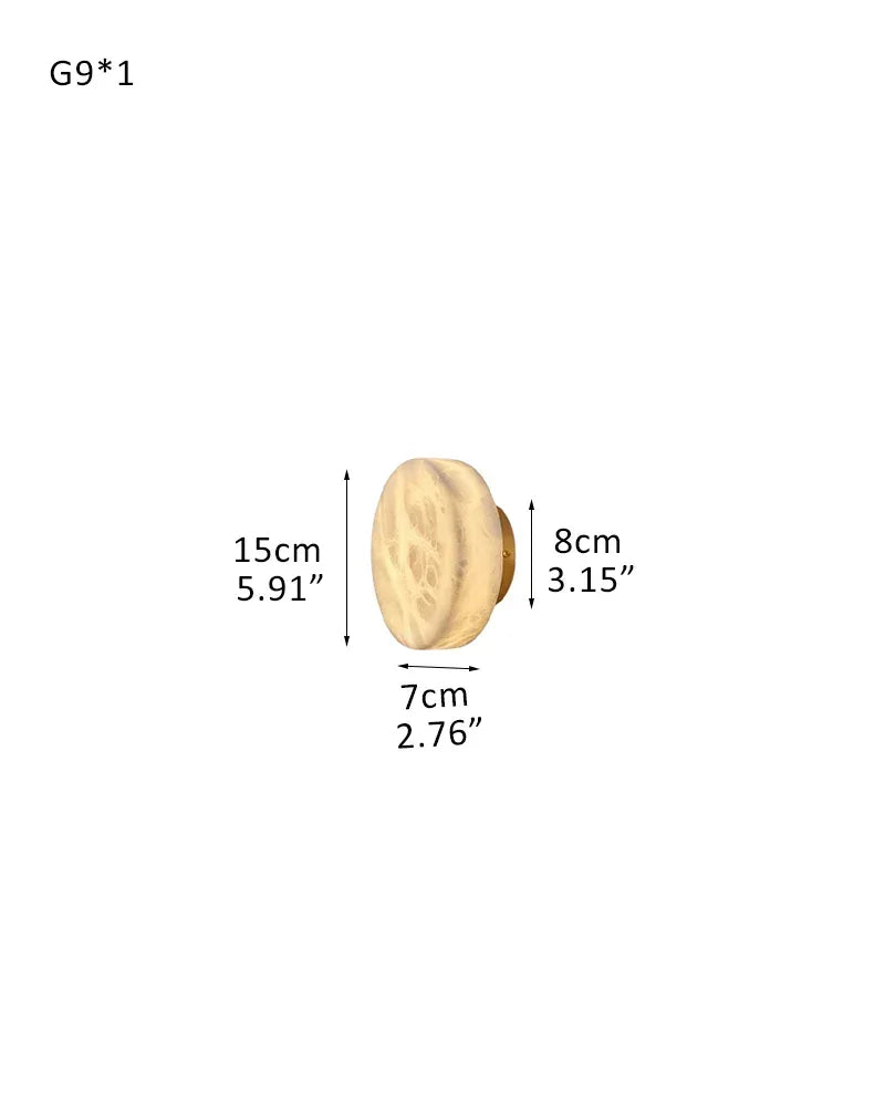Natural Marble Orb Brass Semi Flush Dimming Wall Sconces 1-Light For Vanity Bathroom D15*H7CM D6"*H3" Brass + White Modern Art Design Wall Lamp