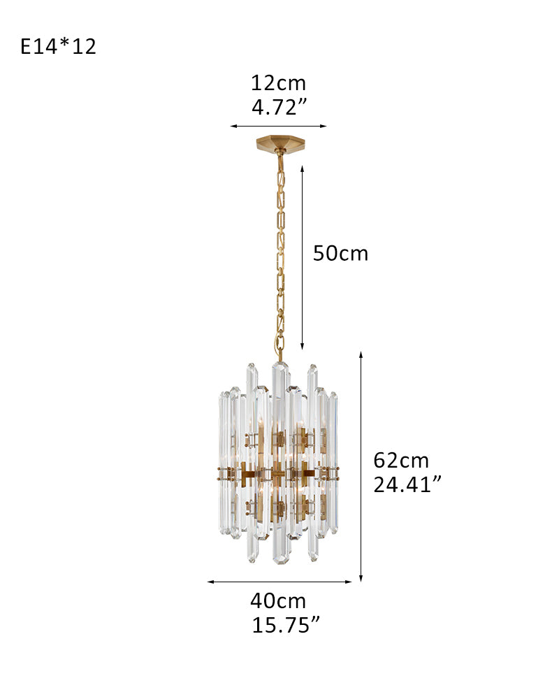 American light luxury Copper Candle Crystal Round Bonnington Chandelier 25“34”40" | 12/15/18-light