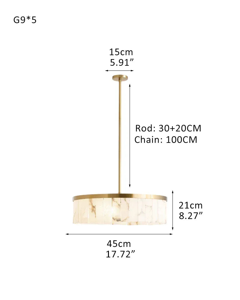 Handcrafted Windham Alabaster Tier Round Chandelier In Brass/Black Finish Single Tier-D45*H21CM D17.72"*H8.27" Brass + White American chandelier