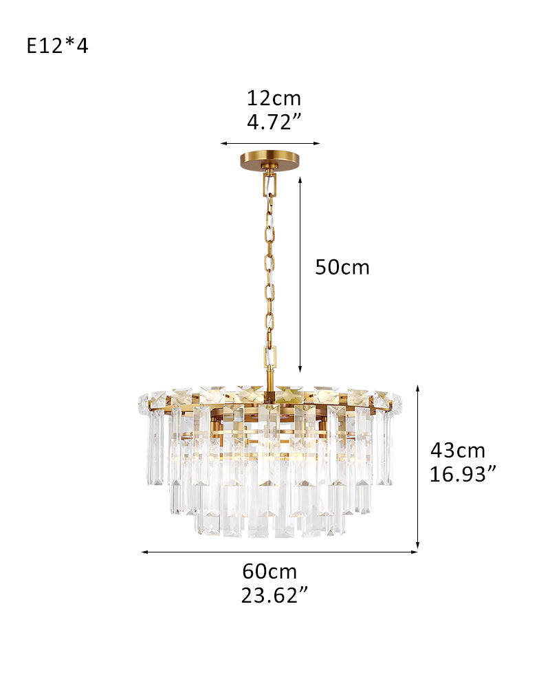 Elegant Arden Tiered Crystal Round Chandelier Dimmable Gold/Bronze/Chrome Stainless Body