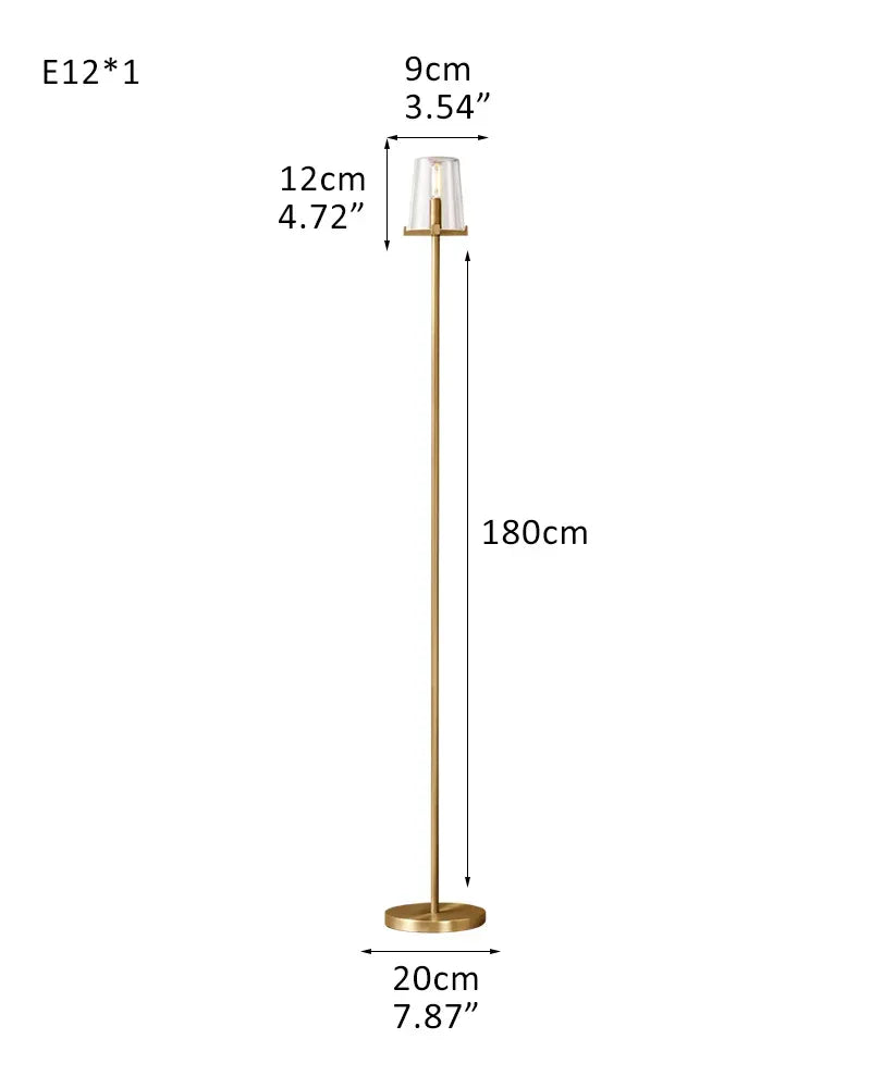 LightsStory Series Geometric Floor Lamp | Open Circular Lacquered brass structure with clear glass shades, Lacquered Black finish for Dining rooms, kitchens, and entryways F-D13*H150CM D5.12"*H59.06" Brass American chandelier