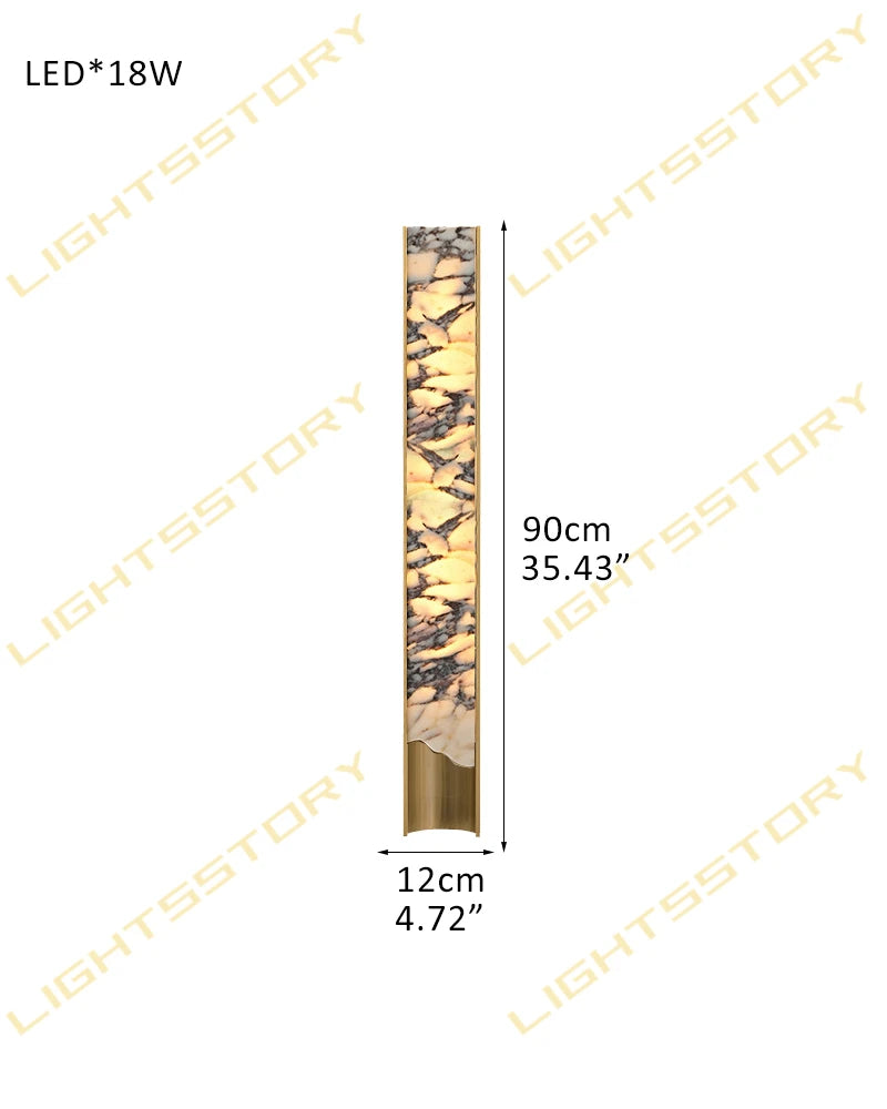 LightsStory Series Alabaster Square Wall Sconces, Natural Stone Brass & Black Metal LED Wall Lights A-D12*H90CM(alabaster in left) Brass Flush Mounted Wall Sconce Lamp