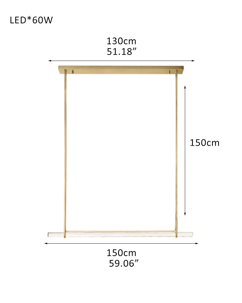 Audubon Crystal Triple Bar Linear Chandelier 35" 60" Lacquered Burnished Brass/Black Single-L150CM L59" Brass American chandelier