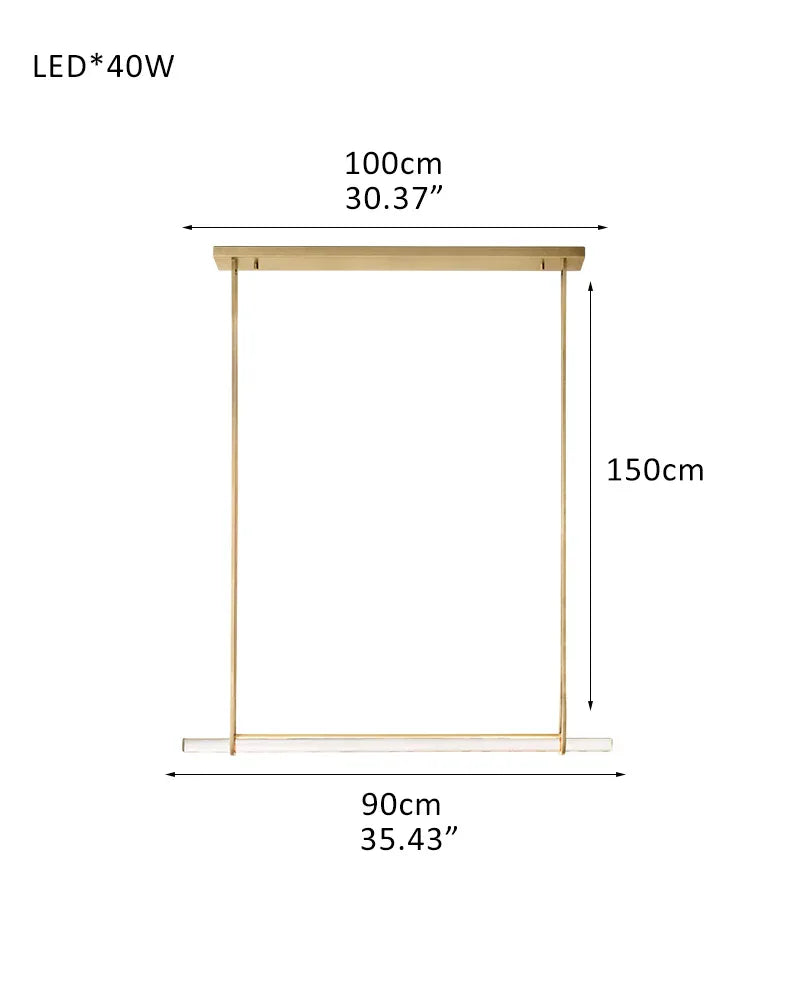 Audubon Crystal Triple Bar Linear Chandelier 35" 60" Lacquered Burnished Brass/Black Single-L90CM L35" Brass American chandelier