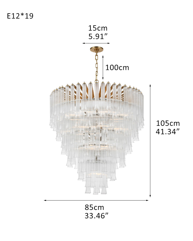8/12 Light 40" Wide LED Lorelei Round Tiered Glass Chandelier use for Foyer Staircase