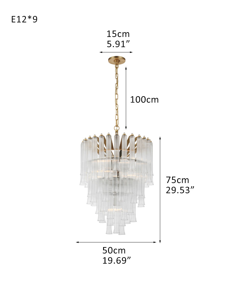 8/12 Light 40" Wide LED Lorelei Round Tiered Glass Chandelier use for Foyer Staircase