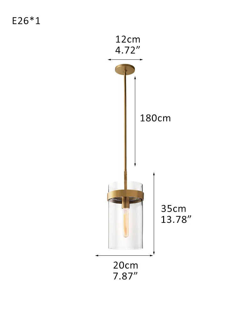 Foyer Dimming Lighting Vintage Brass Stainless Wheel Ravelle Clear Glass Round Chandelier 1-light-D20*H35CM D7.87"*H13.78"-Pendant Brass American chandelier