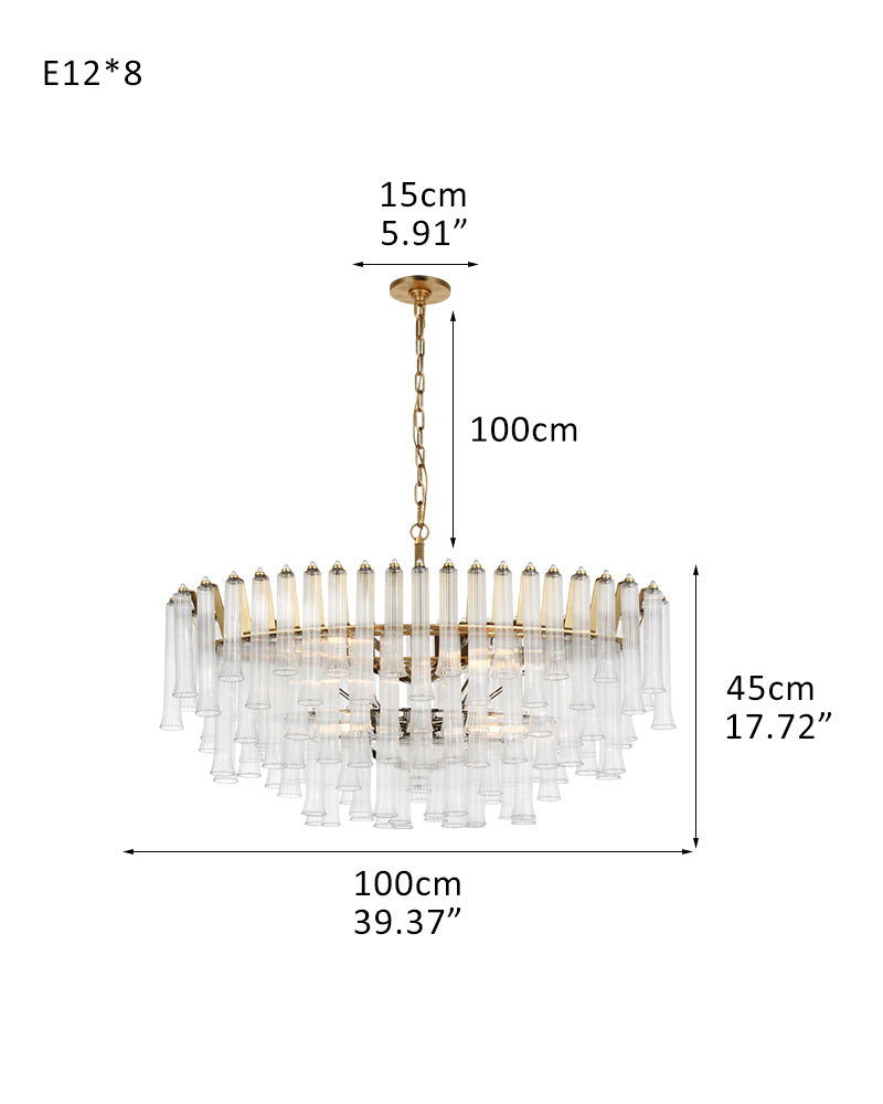 8/12 Light 40" Wide LED Lorelei Round Tiered Glass Chandelier use for Foyer Staircase