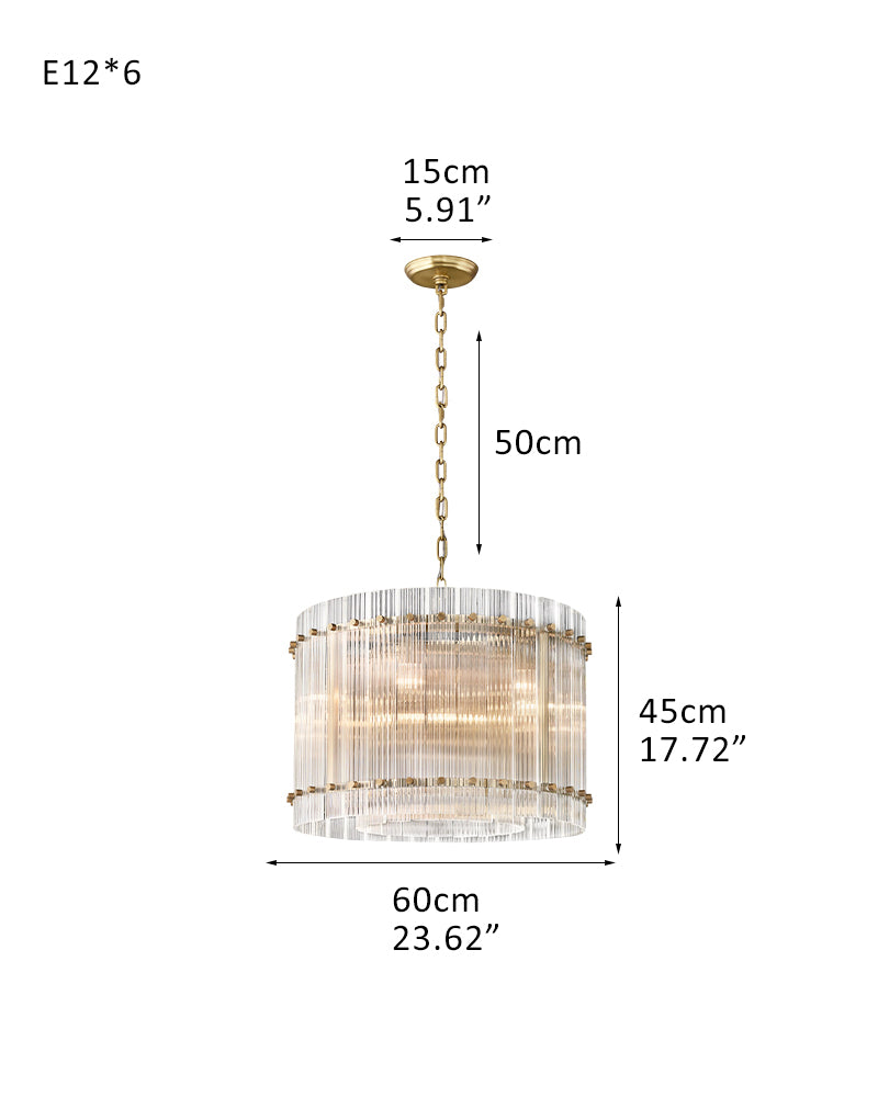 San Marco Strip Glass Shade Round Chandelier Collection in Antiqued Brass/Black Steel