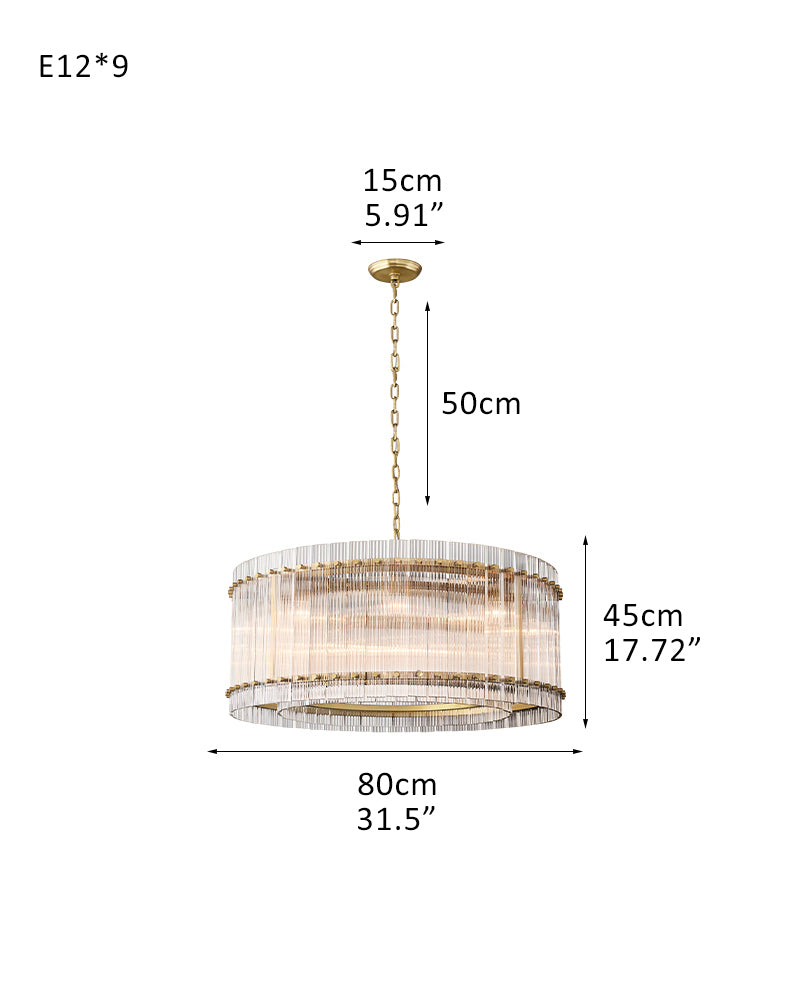 San Marco Strip Glass Shade Round Chandelier Collection in Antiqued Brass/Black Steel
