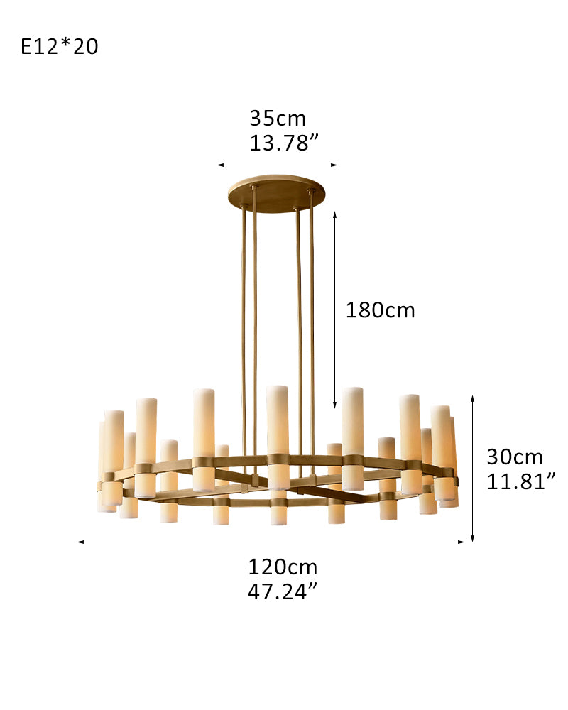 Industrial Rustic Cylinder Milk Glass Round Barn Metal Ceiling Ravelle Chandelier Brass