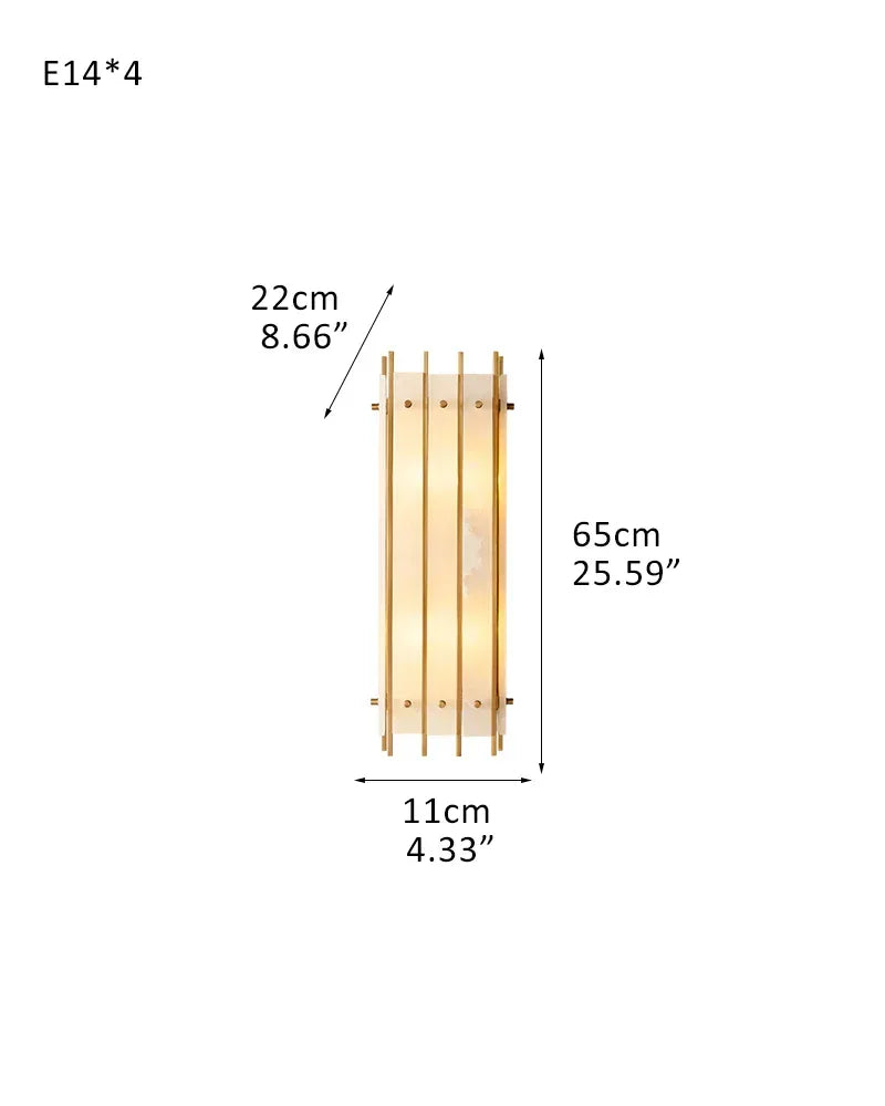 4-light San Marco Alabaster Grand Linear Sconces 26" of Height Lacquered Brass/Black 4-light-L11*W22*H65CM L4"*W9"*H26" Brass Flush Mounted Wall Sconce Lamp