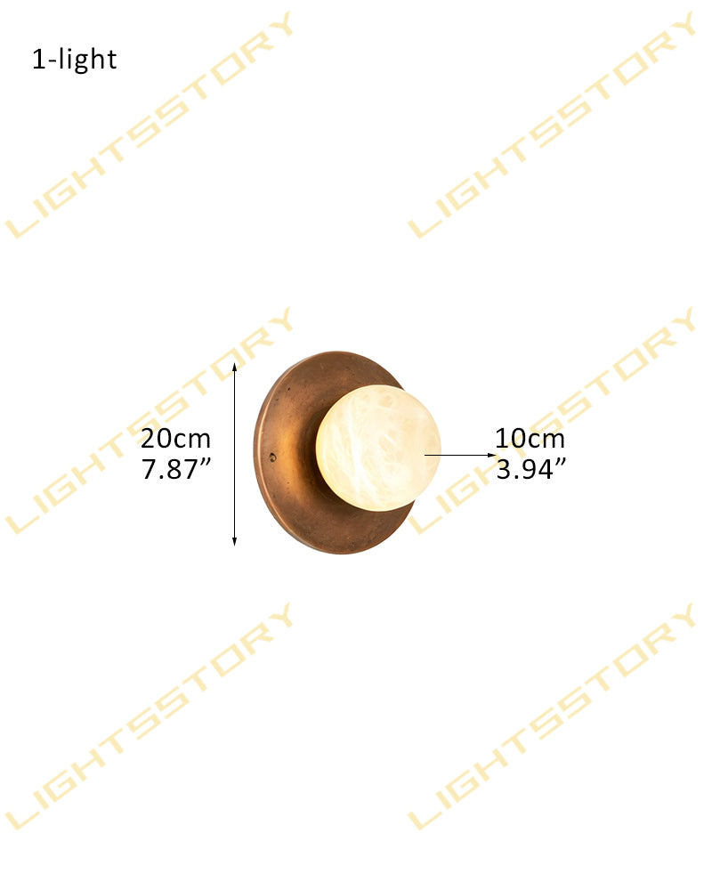 Alabaster Ethereal Cluster Wall Light - Natural Spanish Alabaster, Black Trim - Bedroom & Living Rooms