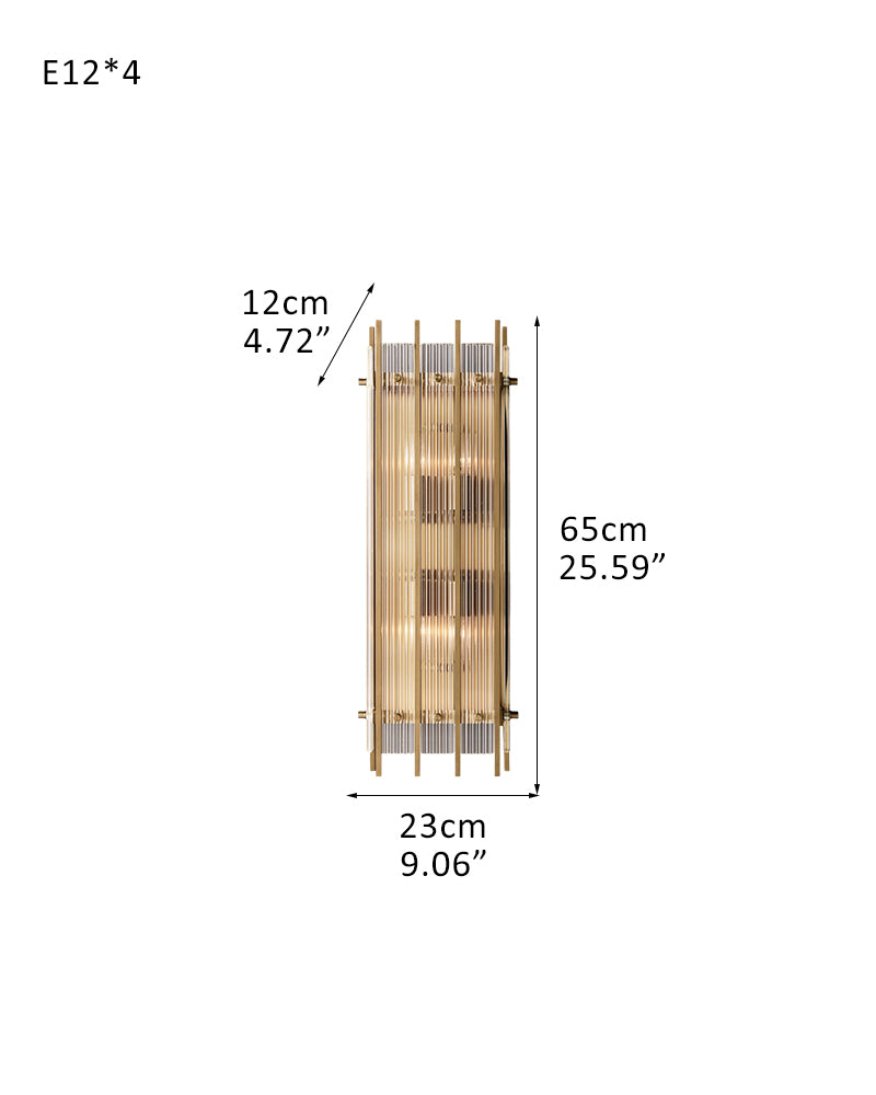 2/4/6 lights San Marco Tier Ribbed Glass Wall Sonces in Antiqued Brass/Black Steel