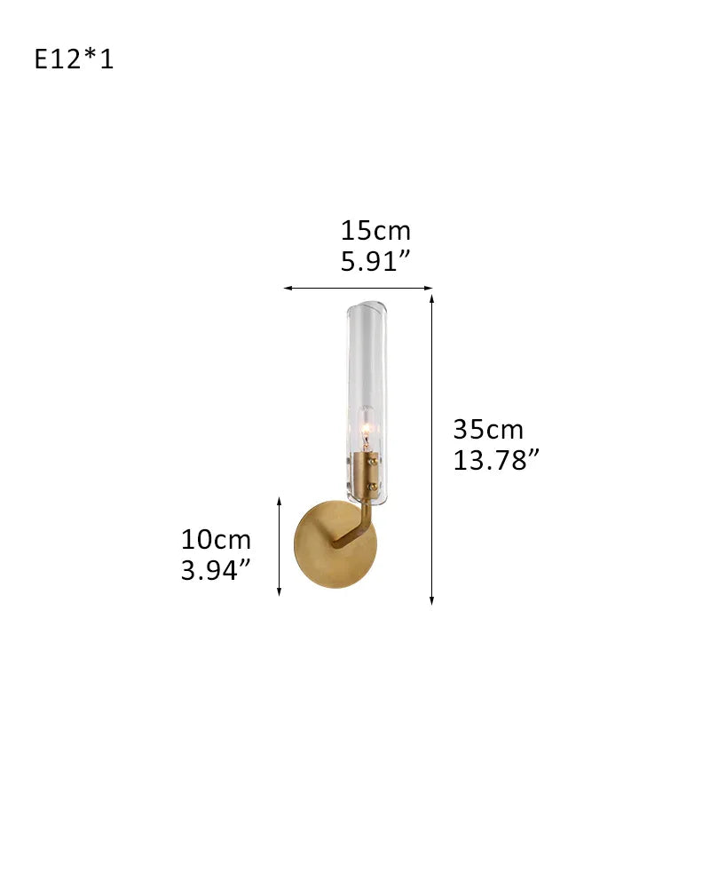 Modern Candelabra Clear Glass Chandelier Brushed Antique Brass Framework 1-light-W12*D15*H35CM W4.72"*D5.91"*H13.78"-Sconce Brass American chandelier