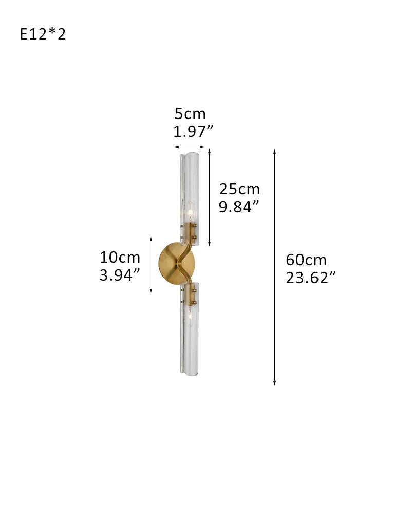 Modern Candelabra Clear Glass Chandelier Brushed Antique Brass Framework 2-light-W12*H60CM W4.72"*W4.72"*H23.62"-Sconce Brass American chandelier