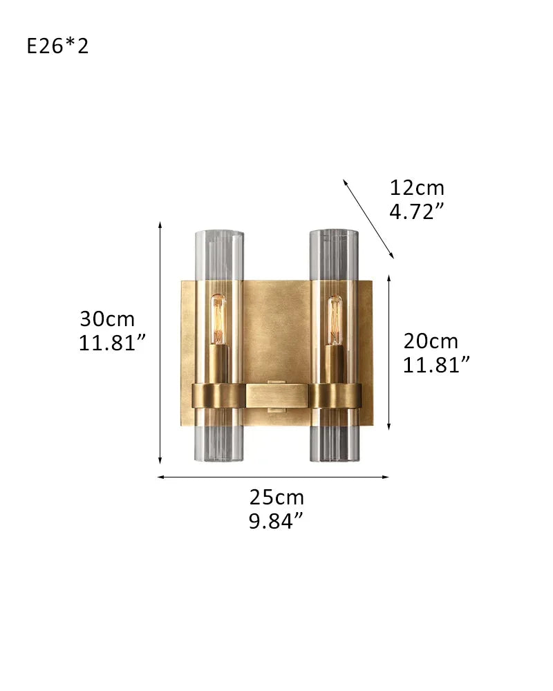 Ravelle Series Geometric Chandelier | Linear Premium hand-blown glass and solid brass construction, Lacquered black brass finish for Dining Rooms and Kitchen Islands 2-light-W25*D12*H30CM W9.84"*D4.72*H11.81"-Sconce Brass American chandelier