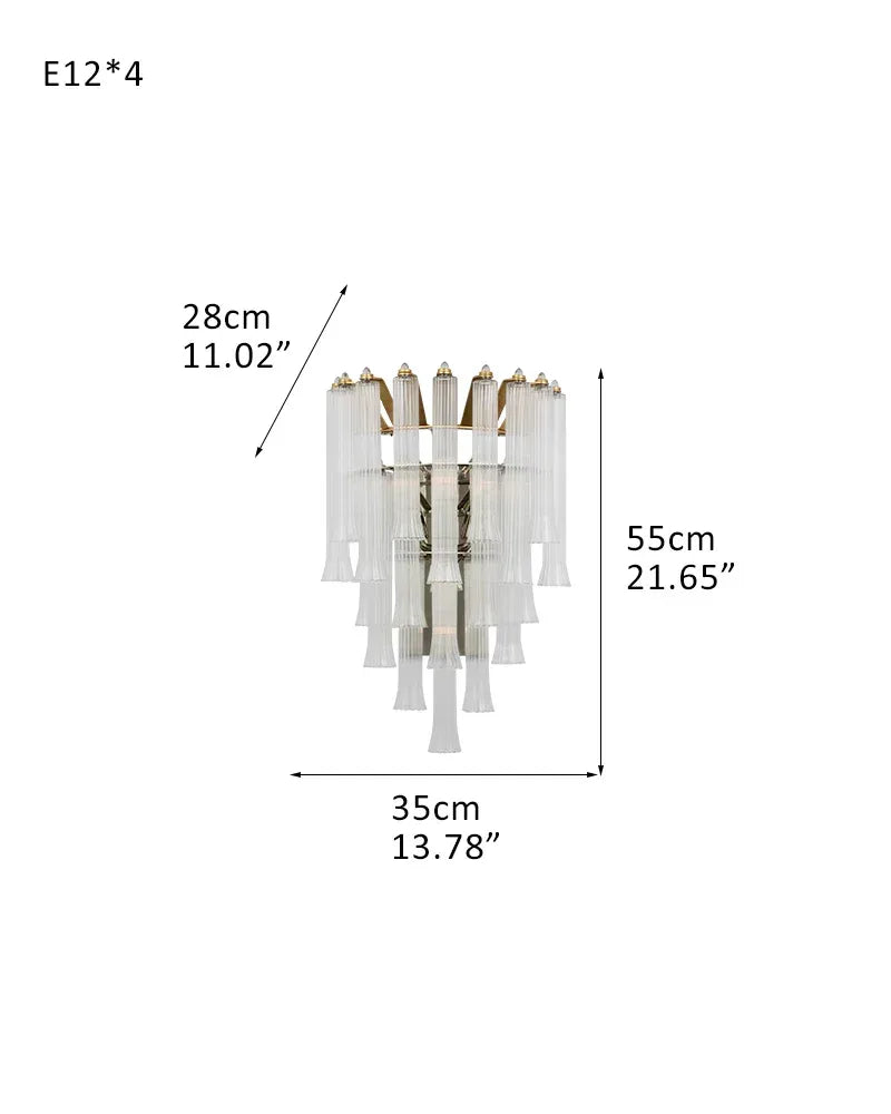 8/12 Light 40" Wide LED Lorelei Round Tiered Glass Chandelier use for Foyer Staircase 4-light-W35*D28*H55CM W13.78"*D11.02"*H21.65"-Sconce Brass American chandelier