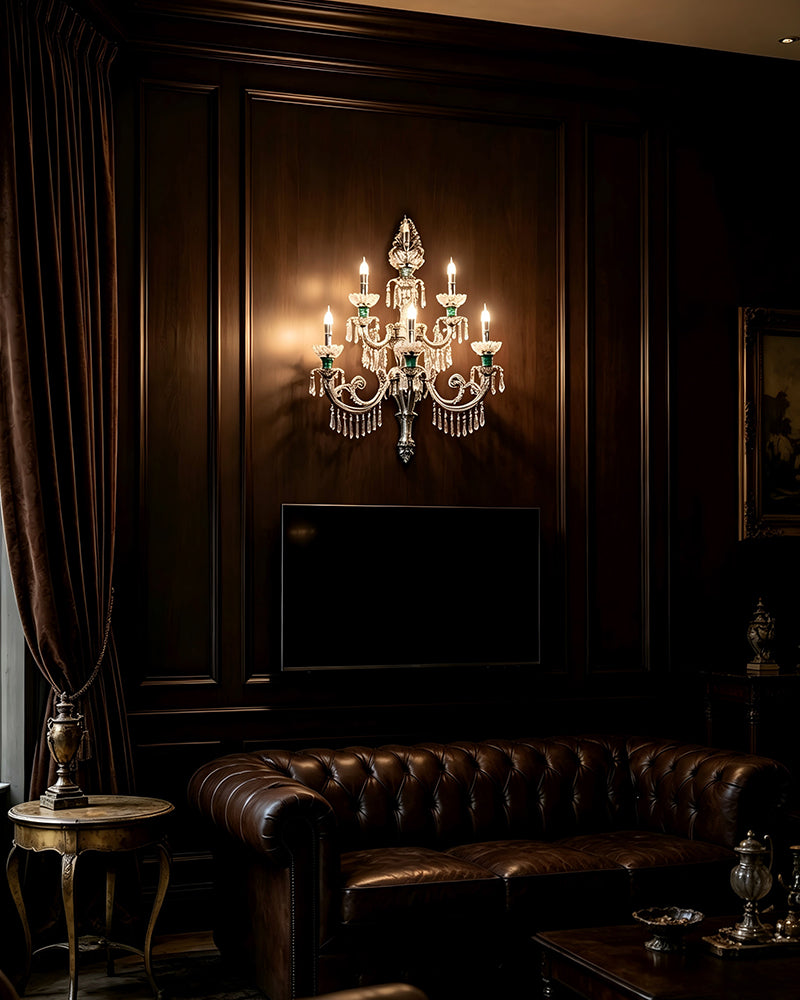 K9 Crystal Multi-Tiered Cascade Wall Light- Artistic Statement Lighting - High Ceiling Lobby, Stairwells and Living Rooms