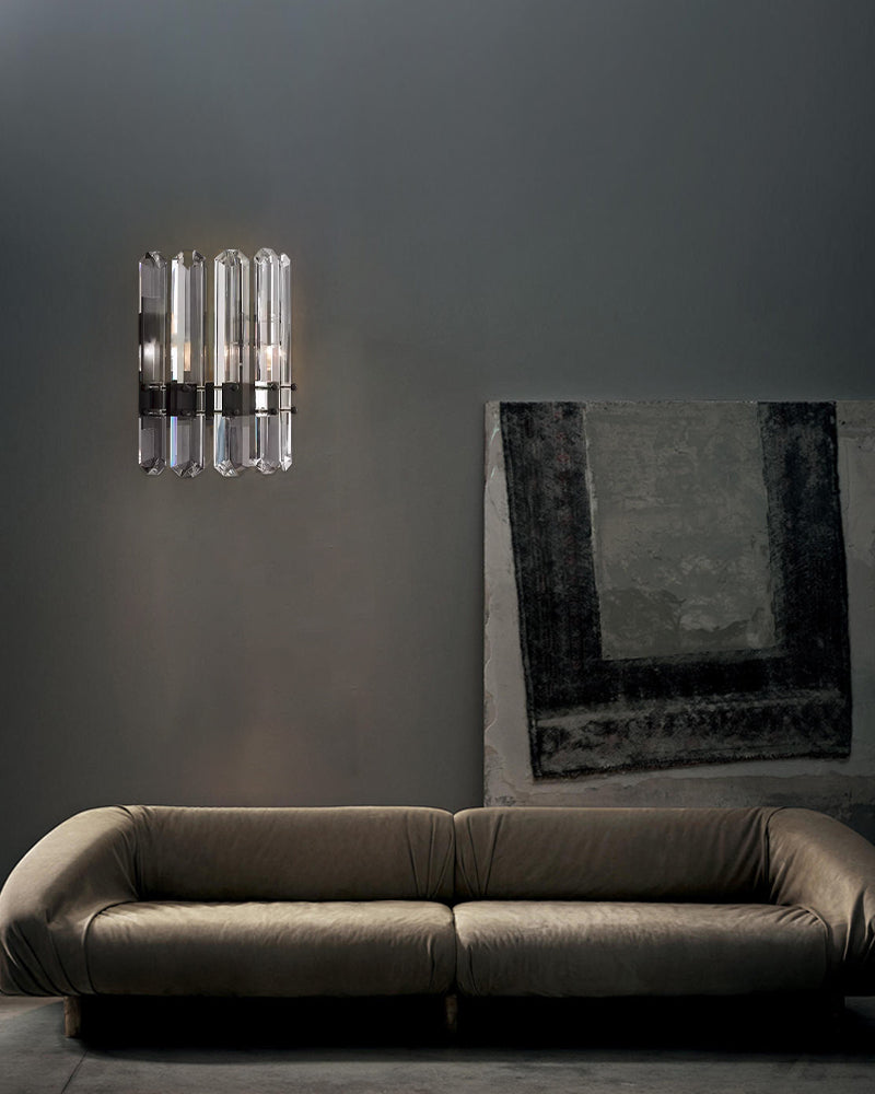 Beside Wall Sconce Black Steel with Crystal shade