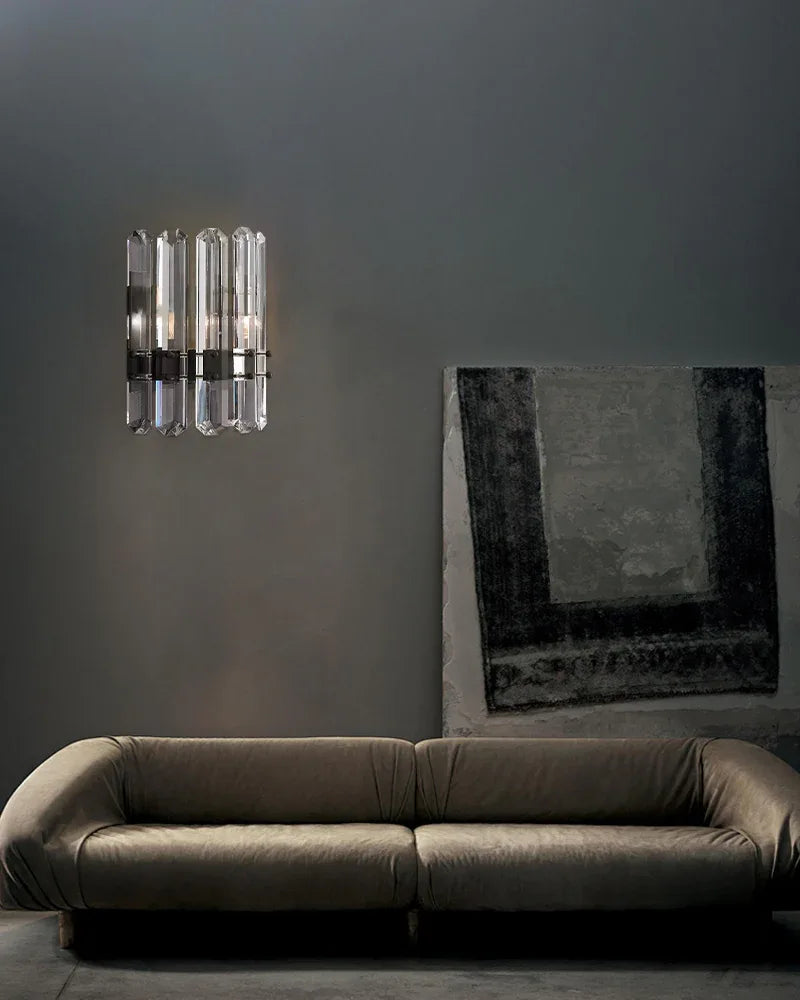 Double Bathroom Vanity LED Crystal Dimmable Wall Light Fixture Wide 8" Black/Brass/Chrome Metal Flush Mounted Wall Sconce Lamp