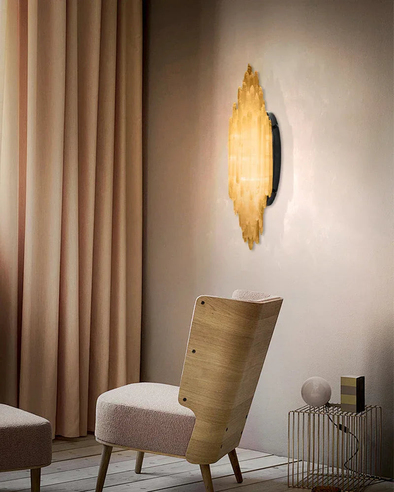 Selenite Wall Light Fixture Crystal Linear Wall Sconce Matt Black with Height 24"48" Flush Mounted Wall Sconce Lamp