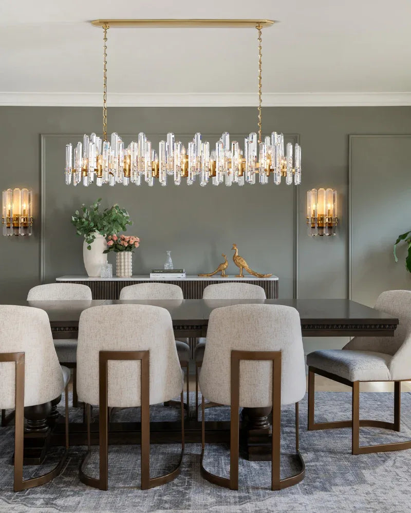 Double Bathroom Vanity LED Crystal Dimmable Wall Light Fixture Wide 8" Black/Brass/Chrome Metal Flush Mounted Wall Sconce Lamp