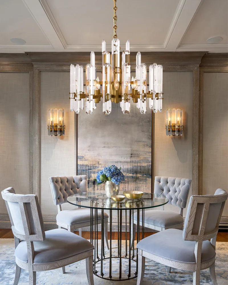 Double Bathroom Vanity LED Crystal Dimmable Wall Light Fixture Wide 8" Black/Brass/Chrome Metal Flush Mounted Wall Sconce Lamp