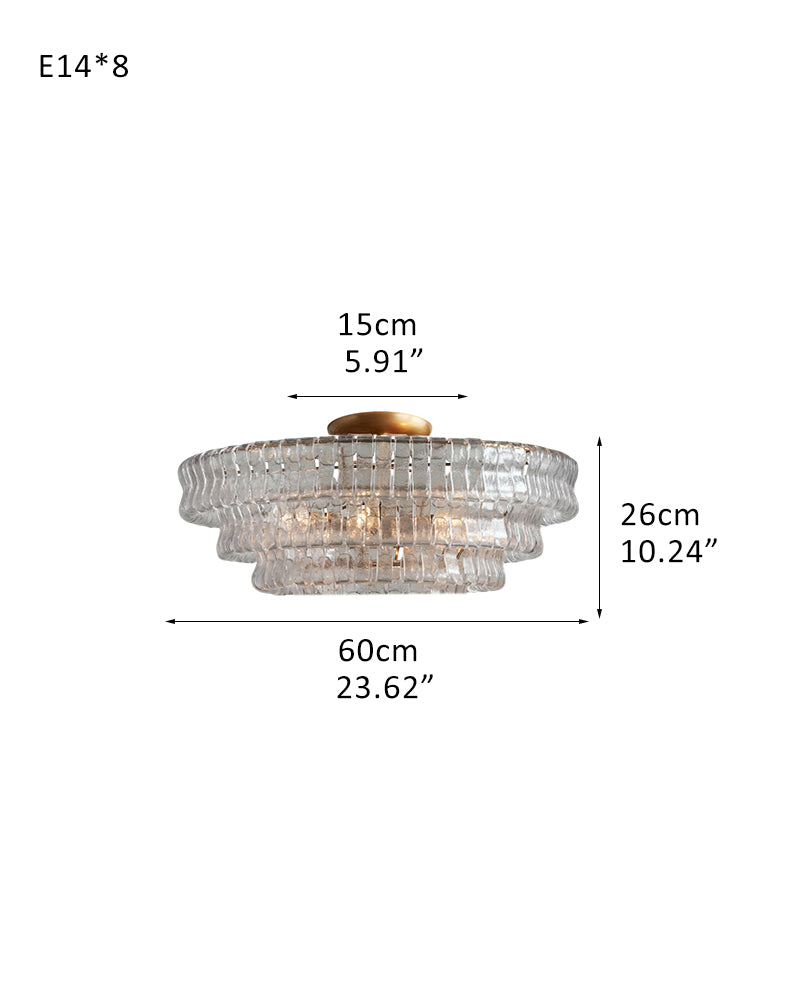 Art Multi-tier Glass Ghiaccio Flush Mount Ceiling Light Fixtures in Bronze /Brass