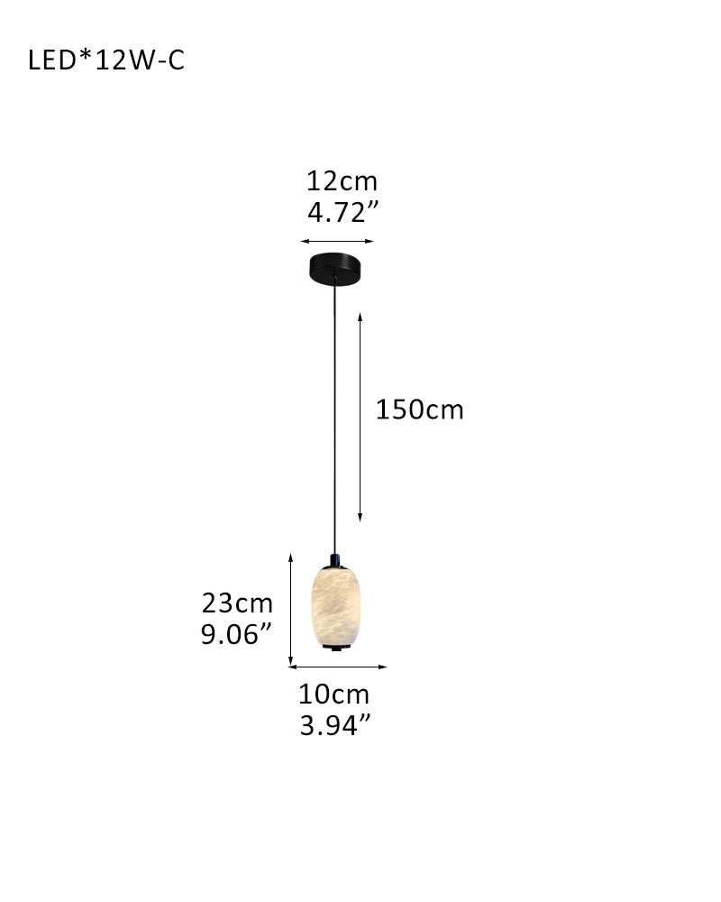 6-light Antique Brass String Hanging Light with Alabaster Stone Shade