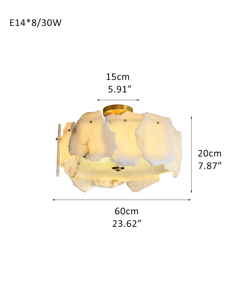 豪华不规则白色雪花石膏铜吊灯,圆形/矩形,60/80/100/120厘米