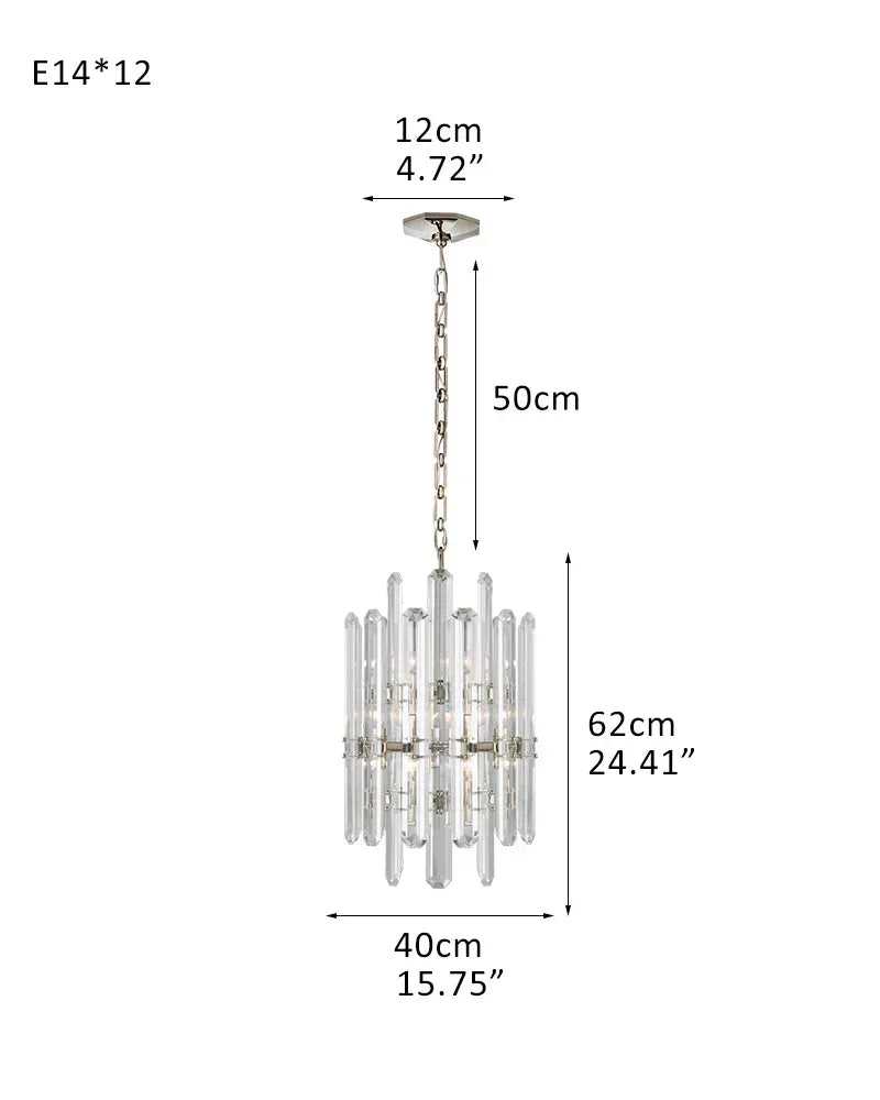 American light luxury Copper Candle Crystal Round Bonnington Chandelier 25“34”40" | 12/15/18-light D40*H62CMCM D15.8"*H24.4" Chrome American chandelier