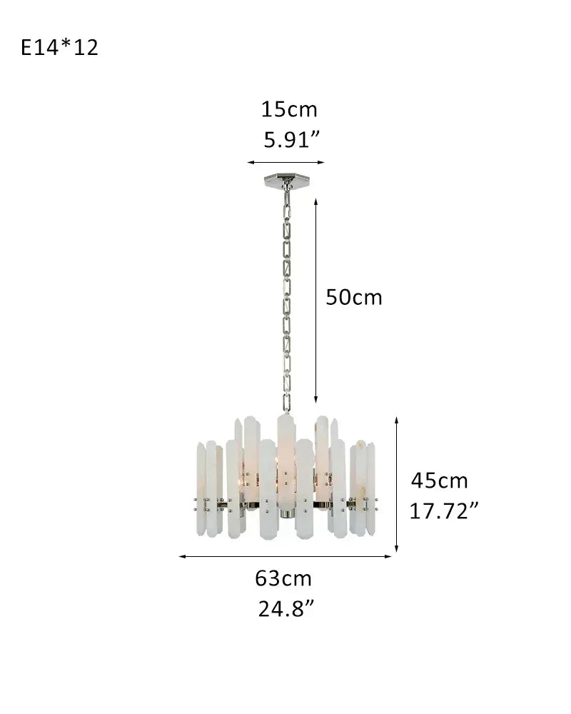 8/10-light Simple Modern Alabaster Large Oval Chandelier 40“45” Dia D63*H45CM D24.8“*H17.72" Silver American chandelier