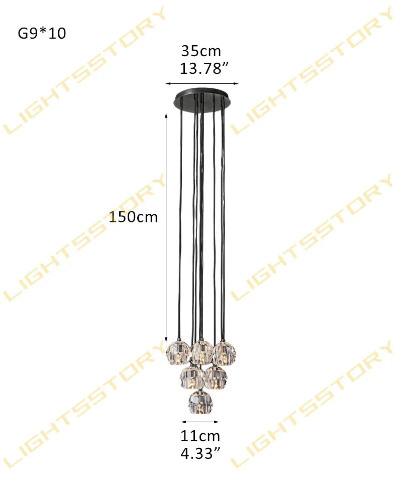 1/3/5/10/19/30-light Smoky Crystal Ball G9 Dome Ceiling Pendent Raindrop Indoor Lighting 10 light-D11cm D4.33" Clear Crystal + Black Base Modern Pendant lamp